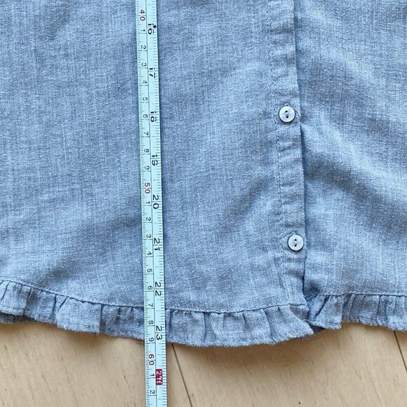 Zara Trafaluc Collection Womens Long Sleeve Button Shirt XS Gray Embroidered - Picture 13 of 13